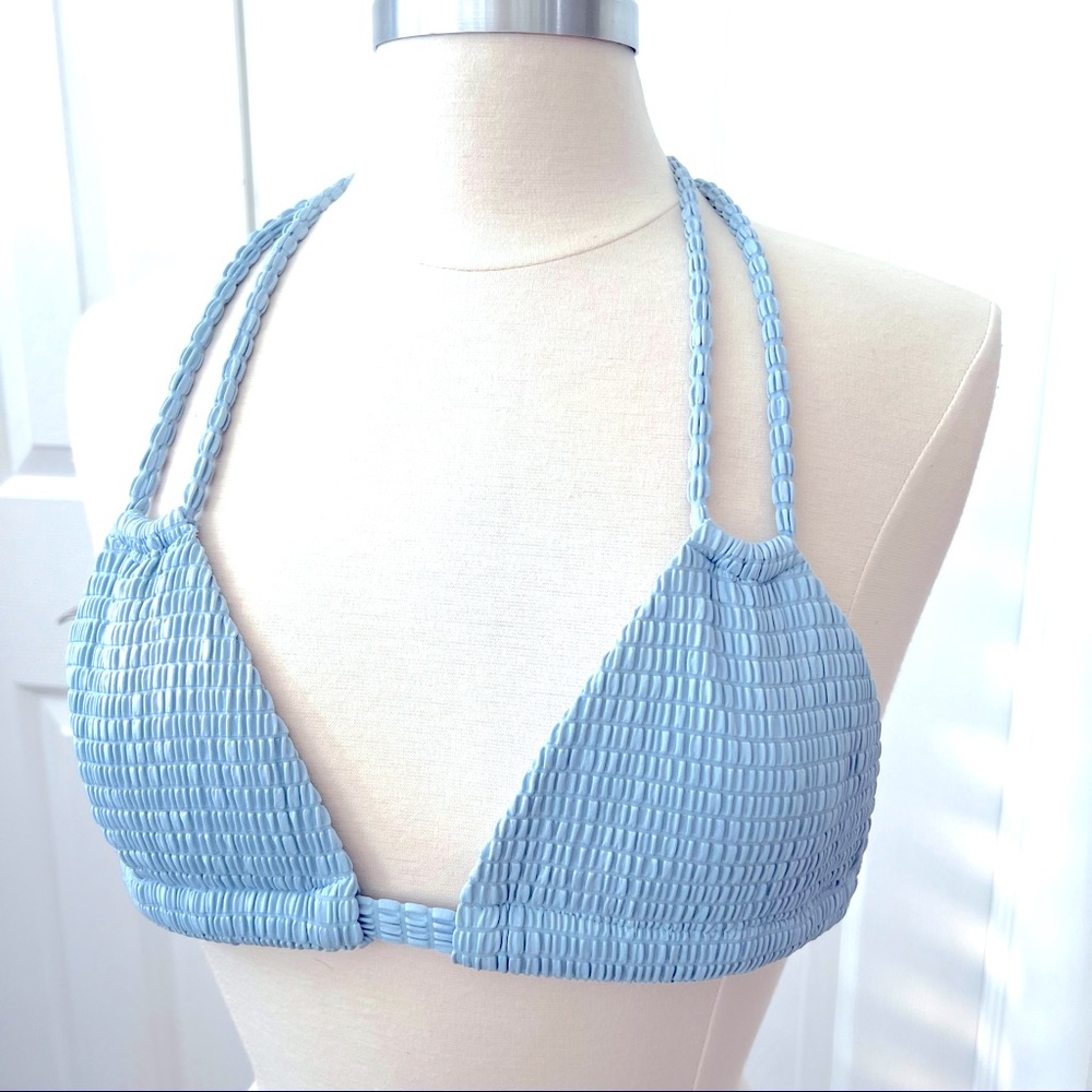 Montce Scrunch Triangle Hazy Blue Bikini Tie Top